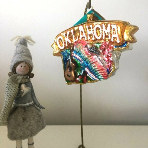 ✨ NEW Christopher Radko Celebrate OKLAHOMA State Shape Handmade Glass Ornament ✨ - Picture 3 of 10